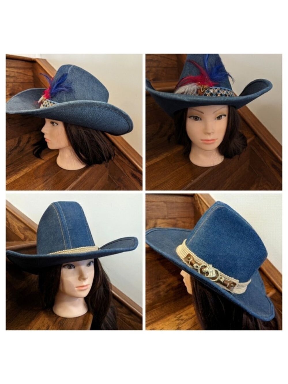 Vintage western 60's blue denim cowboy hat. Size 7-7 1/8 - Picture 16 of 16